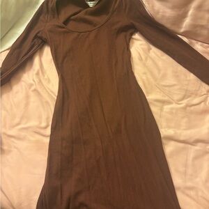 Miss Selfridge Brown Cowl Neck Sheath Dress